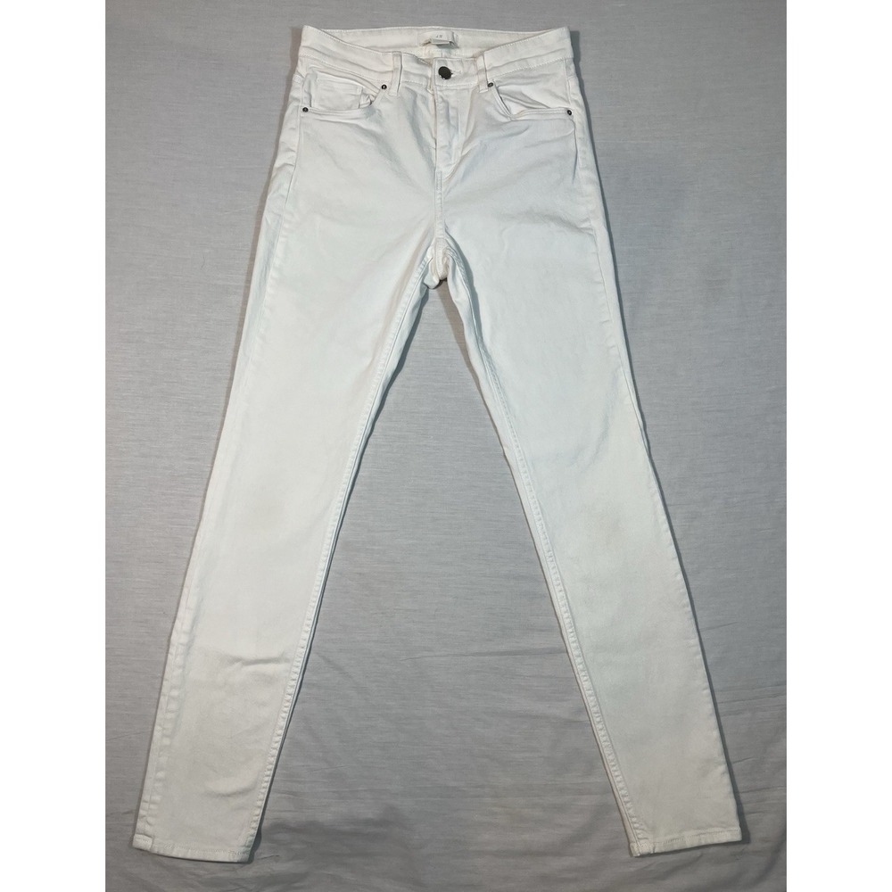 H&M White Skinny Jeans Women's Size 6 Mid Rise Stretch Denim Pants EU 38 27x30